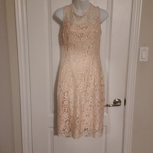 Peach lace over satin dress